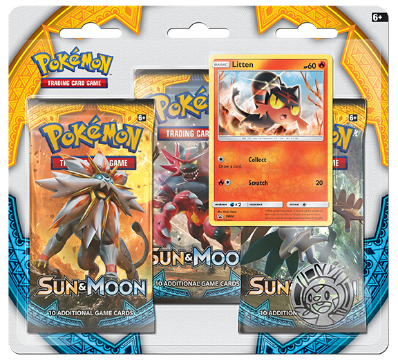 Pokemon Sun & Moon SM1 3-Booster Blister Pack - Litten Promo